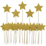 Gold Star Cake Cupcake Decorations Toppers Picks Supplies, Appetizer Picks, 30 Counting by Bilipala