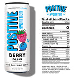 Positive Hydration Berry Bliss | 12-oz Cans (12-Pack) | Zero-Calorie Electrolyte Drink with Essential Vitamins, Calcium, and Hydration Support