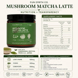 Fun Earth Matcha Mushroom Latte, Ceremonial Grade Matcha Blended with Lion’s Mane, Chaga and Cordyceps - Vanilla Strawberry Flavor for Smooth Energy