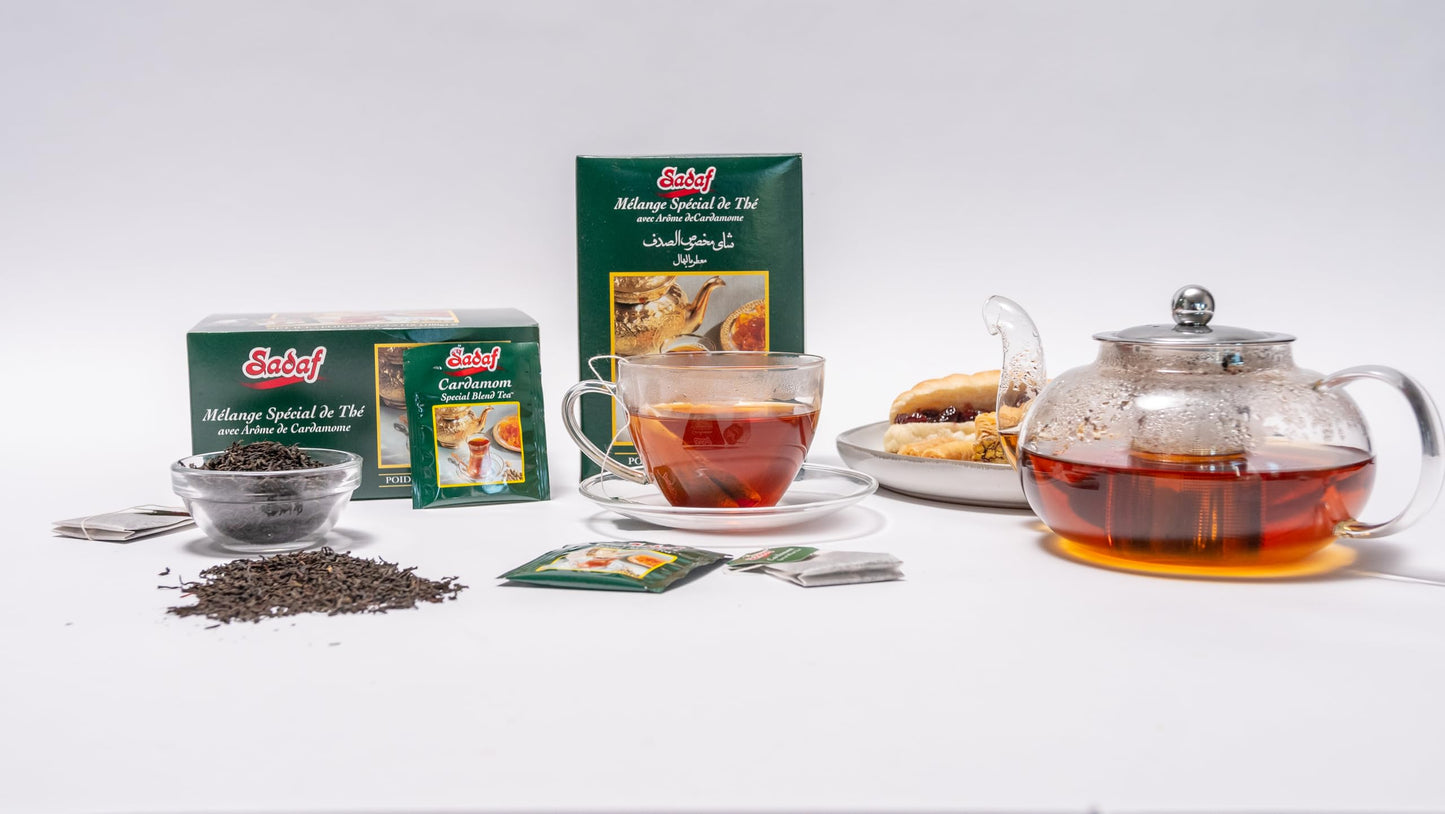 Sadaf Cardamom Tea Bags - Special Blend Tea with Cardamom - Ceylon Black Tea - Quicktea Product harvested in Sry Lanka - Kosher - 20 Bags