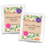 Ducky Days Tea Party Favors, Personalized Black Tea Bags, Floral Garden (Set of 30)