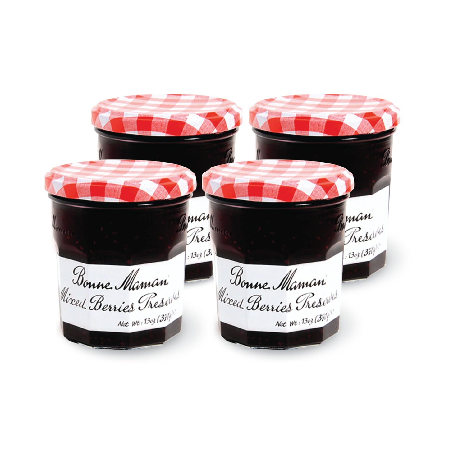 Bonne Maman Mixed Berry Preserves, 13 oz Glass Jars (Pack of 4) - Non-GMO, Made with Simple Ingredients