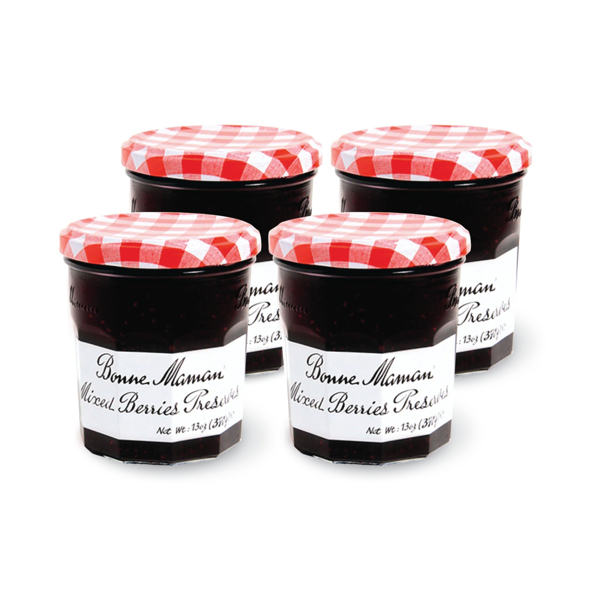 Bonne Maman Mixed Berry Preserves, 13 oz Glass Jars (Pack of 4) - Non-GMO, Made with Simple Ingredients