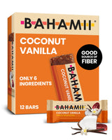 Bahamii Coconut Vanilla Date and Energy Bars, Healthy Snacks and Breakfast Bars for Kids and Adults, No Sugar Added, Gluten Free, High Fiber, Vegan