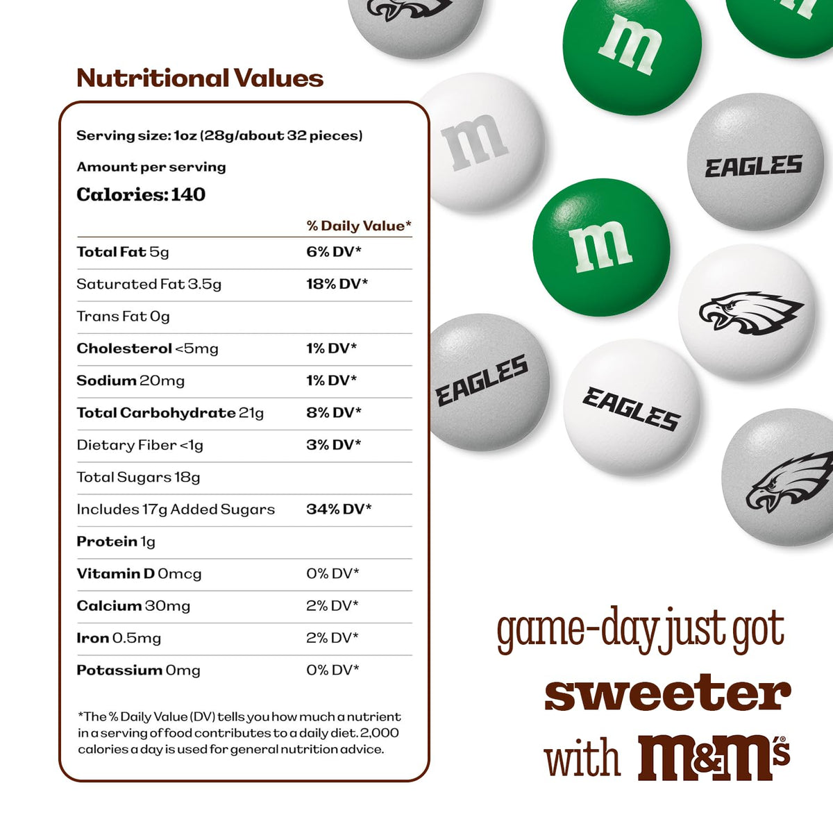 M&M'S NFL Philadelphia Eagles Milk Chocolate, 2 lb Bulk Bag