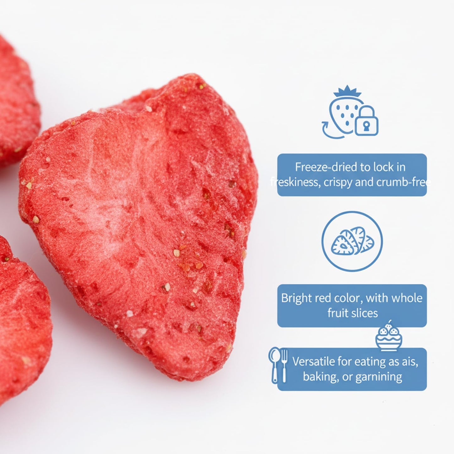 SODGHYTR Freeze Dried Strawberries Slices 5.29oz/150g,Fruits Snack & Dessert Topping,Dry Strawberry Crisps, Yummy Dehydrated Strawberries,for Yogurt