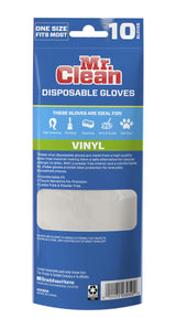 Mr. Clean Vinyl Gloves Disposable Single Use Latex Powder & BPA-Free with Beaded Cuff Construction Touch Sensitivity & Dexterity for Flexible Fit One