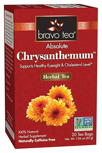Bravo Tea Absolute Chysanthemum Herbal Tea Caffeine Free, 20 Tea Bags, 6 Count
