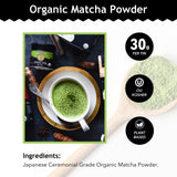 Buddha Teas - Organic Matcha Powder - Japanese Ceremonial Grade - For Health & Wellbeing - With Antioxidants & Minerals - Clean Ingredients