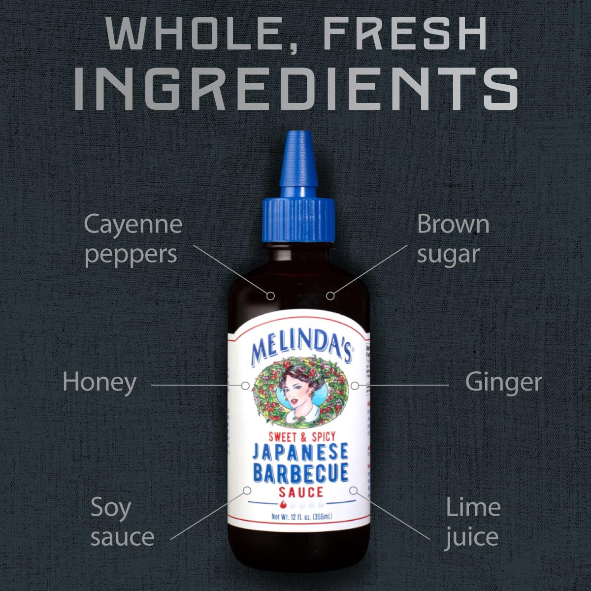 Melinda’s Japanese BBQ Sauce - Gourmet Japanese Spicy Sauce and Marinade Made with Soy, Ginger, Garlic, Red Chilies & Honey - Gluten Free - 12oz, 1