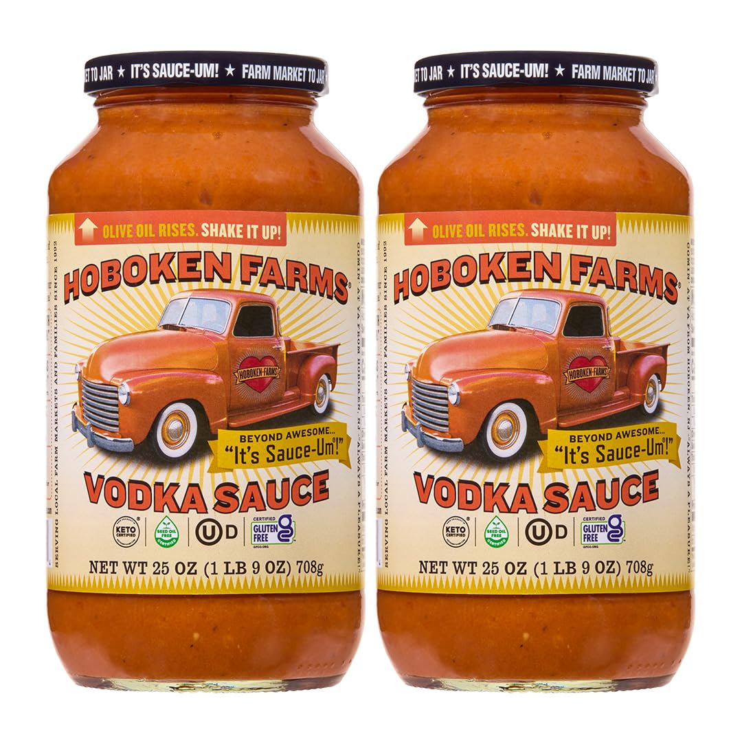 Hoboken Farms Vodka Sauce - No Sugar Added, Non-GMO, Preservative-Free, Low Carb, Keto - Better For You Pasta Sauce! (25 Fl Oz, Pack of 2)