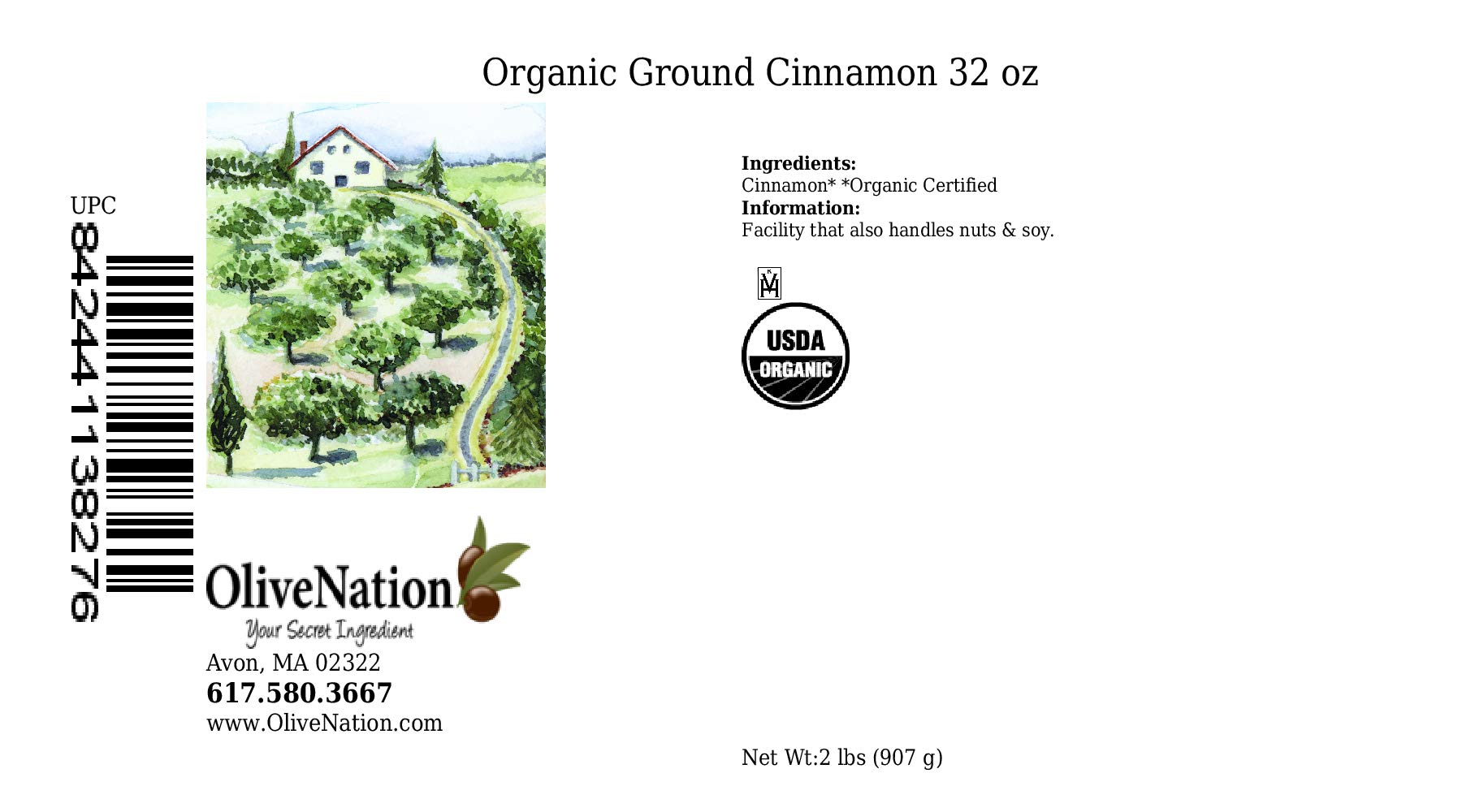 OliveNation Organic Cinnamon Powder, Ground Korintje Indonesian (Padang, Batavia) Cassia Bark, Non-GMO, Gluten Free, Kosher, Vegan - 32 ounces