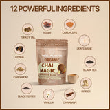 MEGAPLANTS Adaptogenic Mushroom Chai Tea (30 Servings) | No Crash Energy & Focus Blend with Lion’s Mane, Reishi, Turkey Tail, Cordyceps & Chaga |