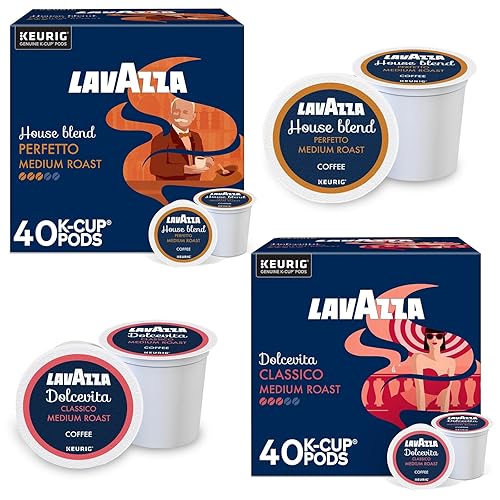 Lavazza K-Cups Coffee Pods Variety Pack - 80 Count (40 Each) - House Blend Perfetto (40) + Dolcevita Classico (40) - Medium Roast, 100% Arabica