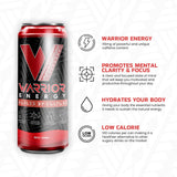 Warrior Energy Drink Regular Sugar - Fuel Your Day with our Low-Calorie, High-Energy Boost, Packed with B-Vitamins, Balanced Caffeine & Unique Taste