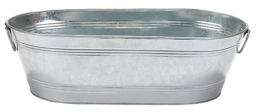 Little Giant Galvanized Oval Tub (7.5 Gallon) Versatile Utility Metal Tub with Handles for Feeding, Watering, Washing (Item No. GOT75)