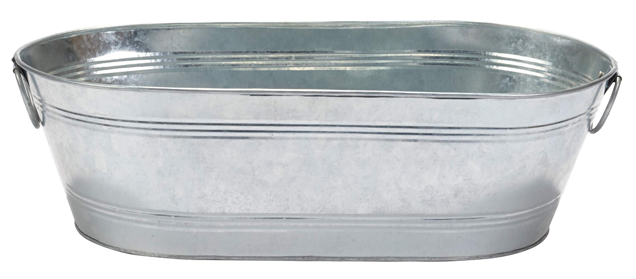 Little Giant Galvanized Oval Tub (7.5 Gallon) Versatile Utility Metal Tub with Handles for Feeding, Watering, Washing (Item No. GOT75)