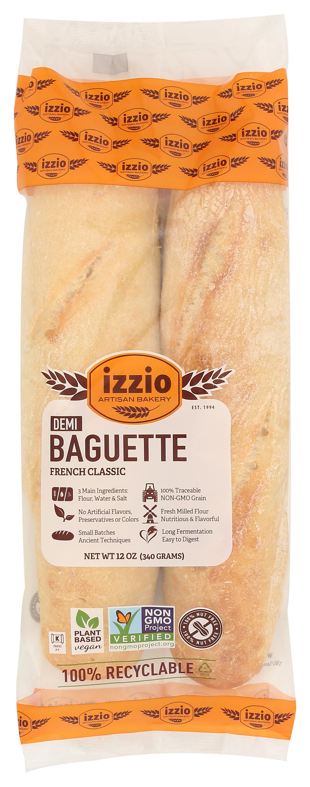 Izzio Artisan Bakery Take & Bake Demi Baguette, 12 OZ