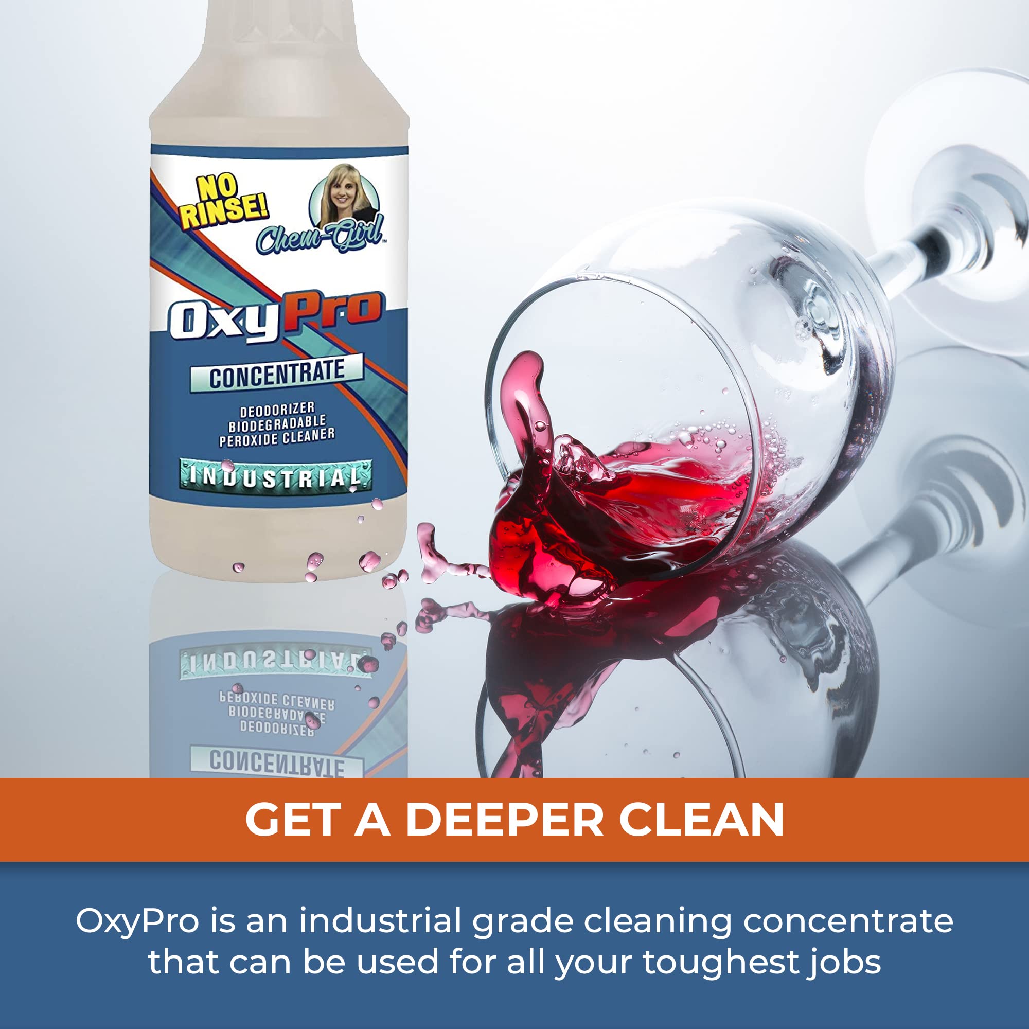 Chem-Girl OxyPro Concentrated Multi-Purpose Surface Cleaner to the Rescue - Chlorine-Free, Oxygen-Powered Stain & Odor Remover, 5 Percent Hydrogen