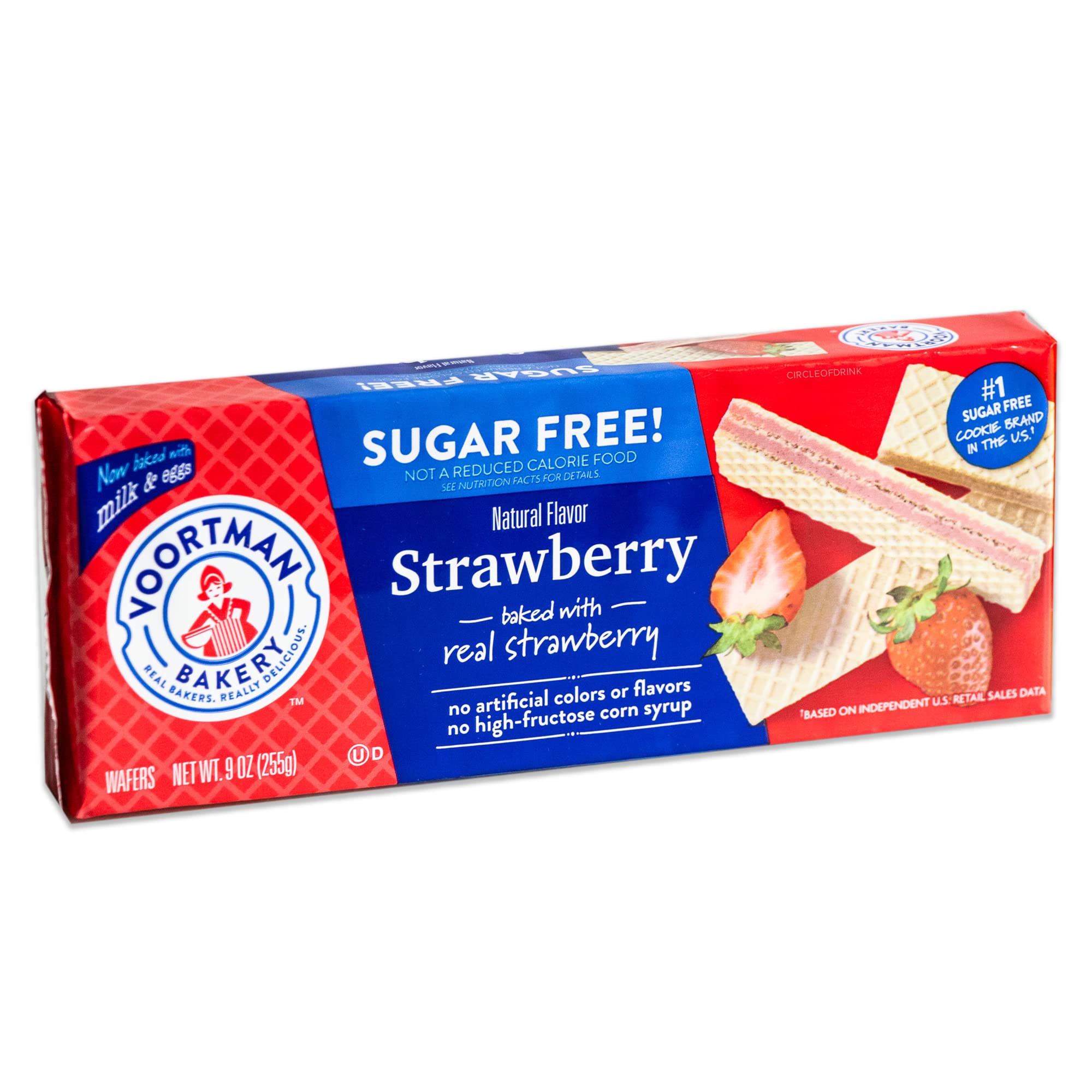 Voortman Sugar Free Wafers - Variety Pack - Strawberry (1, 9oz pack) - Vanilla (1, 9oz pack) - Chocolate (1, 9oz pack) - Baked with Real Ingredients