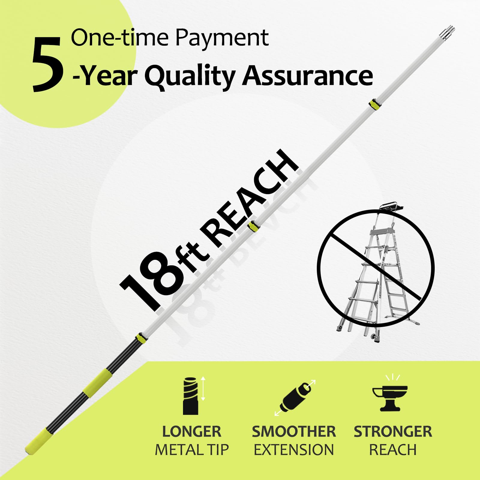 ?Upgrade Anti Rotation ? 24ft High Reach Duster Kit,5-18ft Lightweight Aluminum Alloy Extension Rod,7-Piece Set,210° Steering Head Clean Various