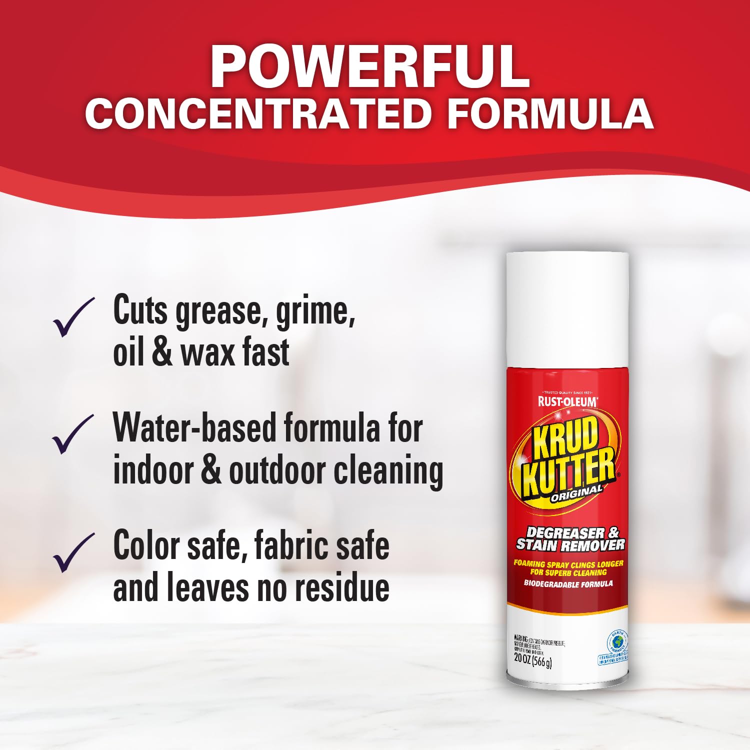 Krud Kutter Original Cleaner Degreaser Aerosol, 20 oz, Heavy Duty Spray for Grease, Oil and Tough Stains, All Purpose Multi Surface Cleaner