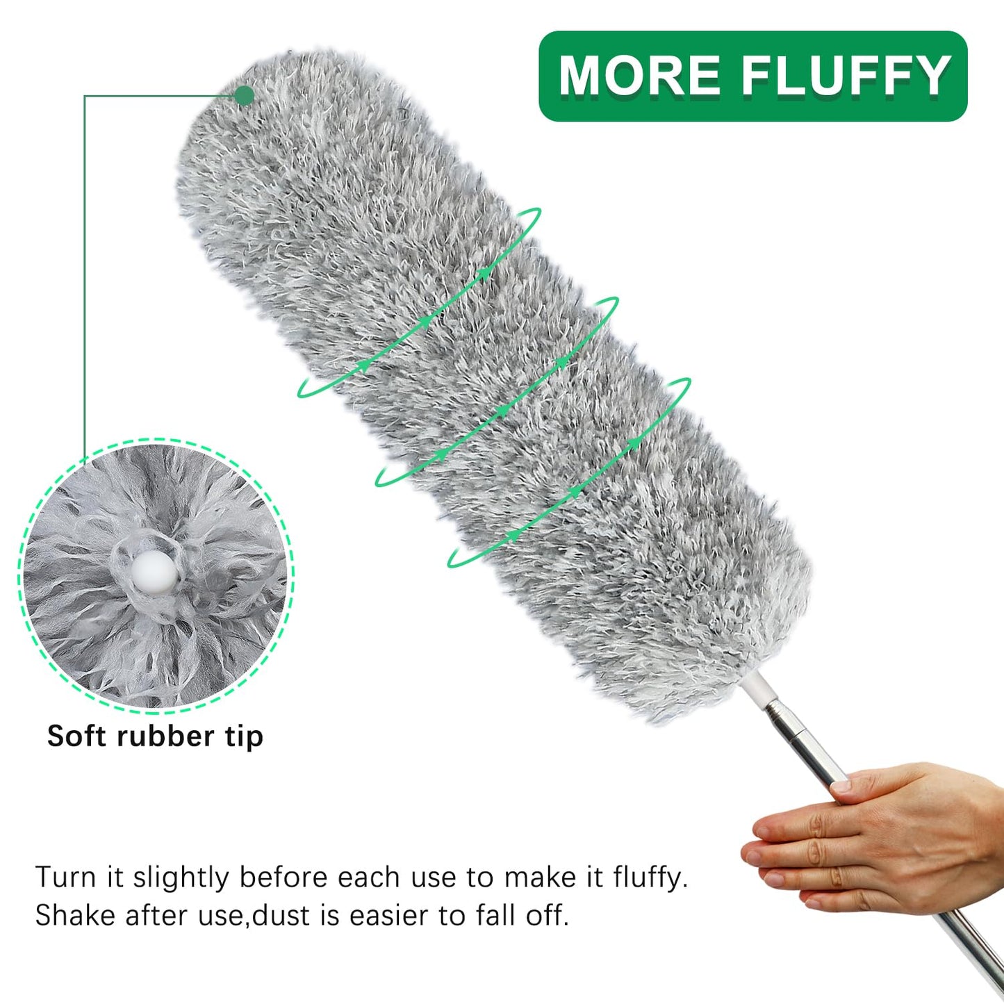 100-inch Extra-Long Dusters, Cleaner Tools with Extension Pole and Bendable and Washable Microfiber Head, Feather Duster for High Ceilings,Ceiling