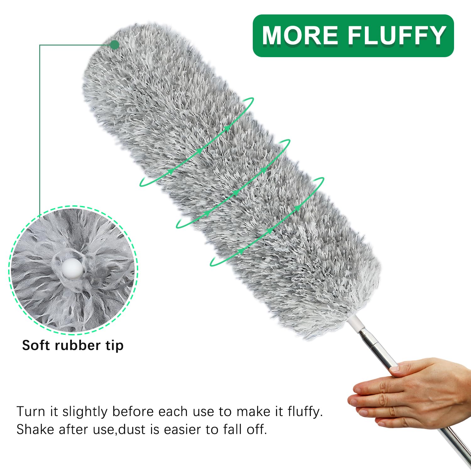 100-inch Extra-Long Dusters, Cleaner Tools with Extension Pole and Bendable and Washable Microfiber Head, Feather Duster for High Ceilings,Ceiling