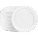 Cuisine White Round Plastic Plates - 6" (Pack of 100) - Durable & Microwave Safe Material - Perfect for Parties, Weddings, and Everyday Use