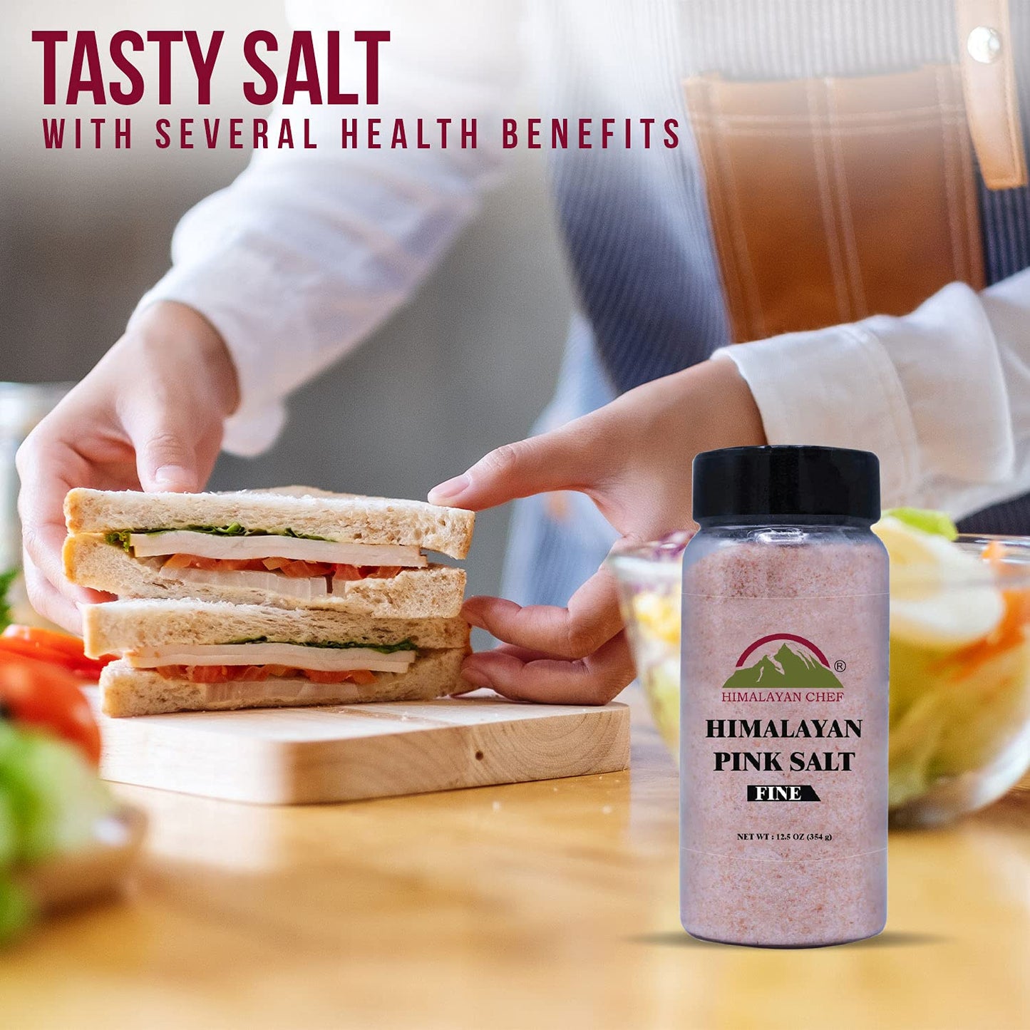 Himalayan Chef Pink Salt Fine Shaker, 12.50 oz/Each, 100% Natural Gourmet Pink salt, Enrich with 84 Minerals | Perfect for cooking & Seasoning, Pack