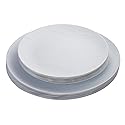 Posh Setting White Plastic Plates Disposable Plastic Wood Pattern Dinnerware (Includes 20 Dinner Plates and 20 Salad Plates) Elegant Disposable