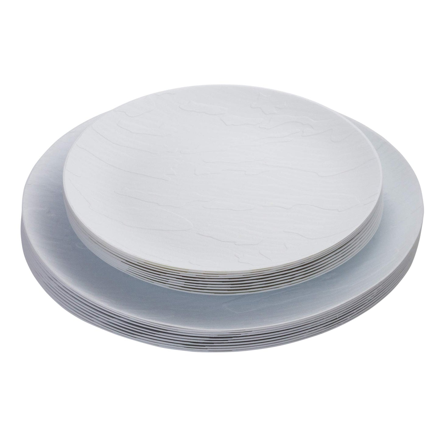 Posh Setting White Plastic Plates Disposable Plastic Wood Pattern Dinnerware (Includes 20 Dinner Plates and 20 Salad Plates) Elegant Disposable