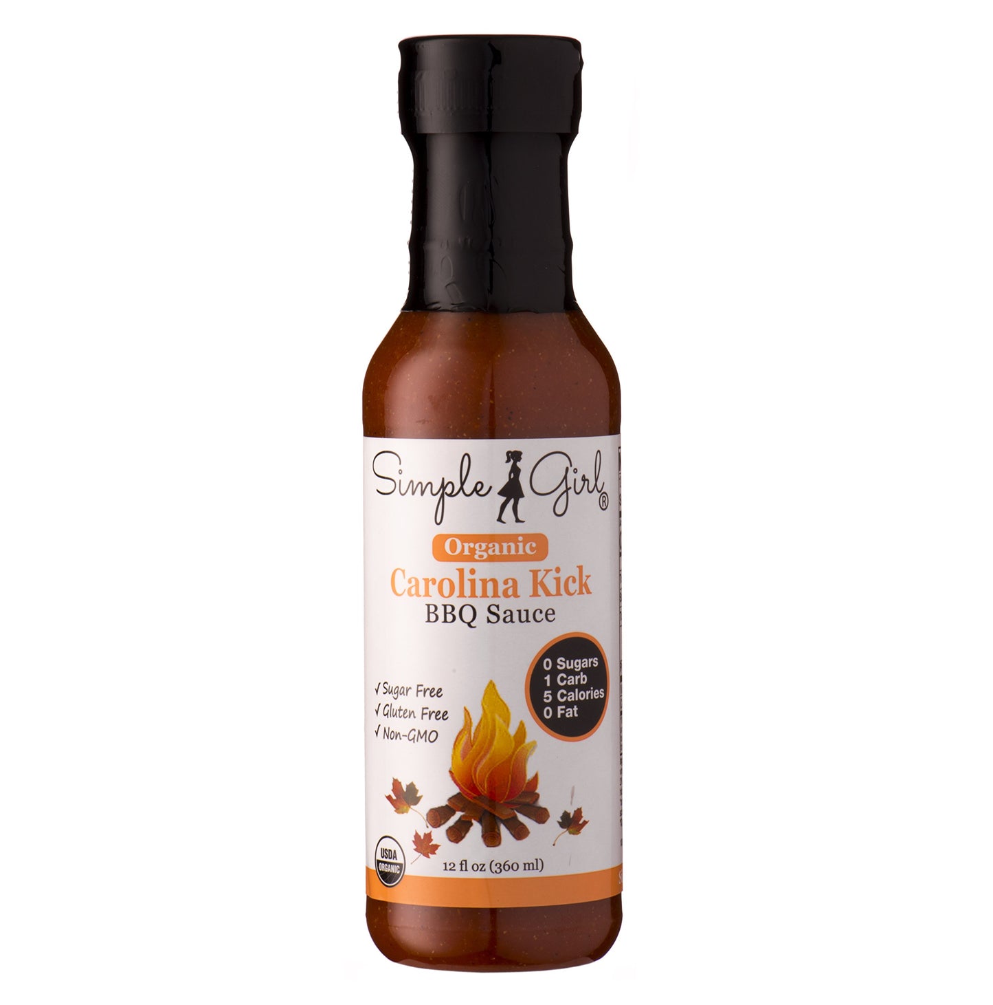 Simple Girl Carolina Style BBQ Sauce - Low Calorie, Sugar-Free, Vegan Friendly, Gluten Free, Fat Free, MSG Free - 12 oz Bottle (1 Pack)