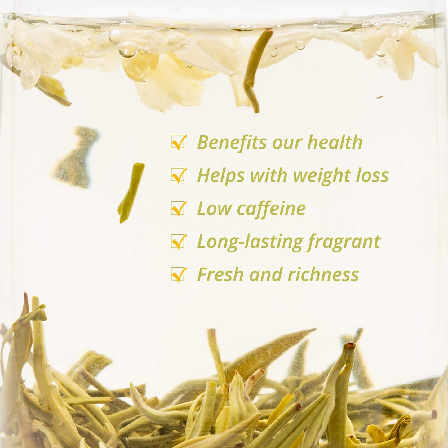 Oriarm 2026 Bi Tan Piao Xue Jasmine Tea Loose Leaf - Chinese Mao Feng Green Tea with Jasmine Flowers - Yuqian 1st Grade 225g Ziplock Resealable Bag