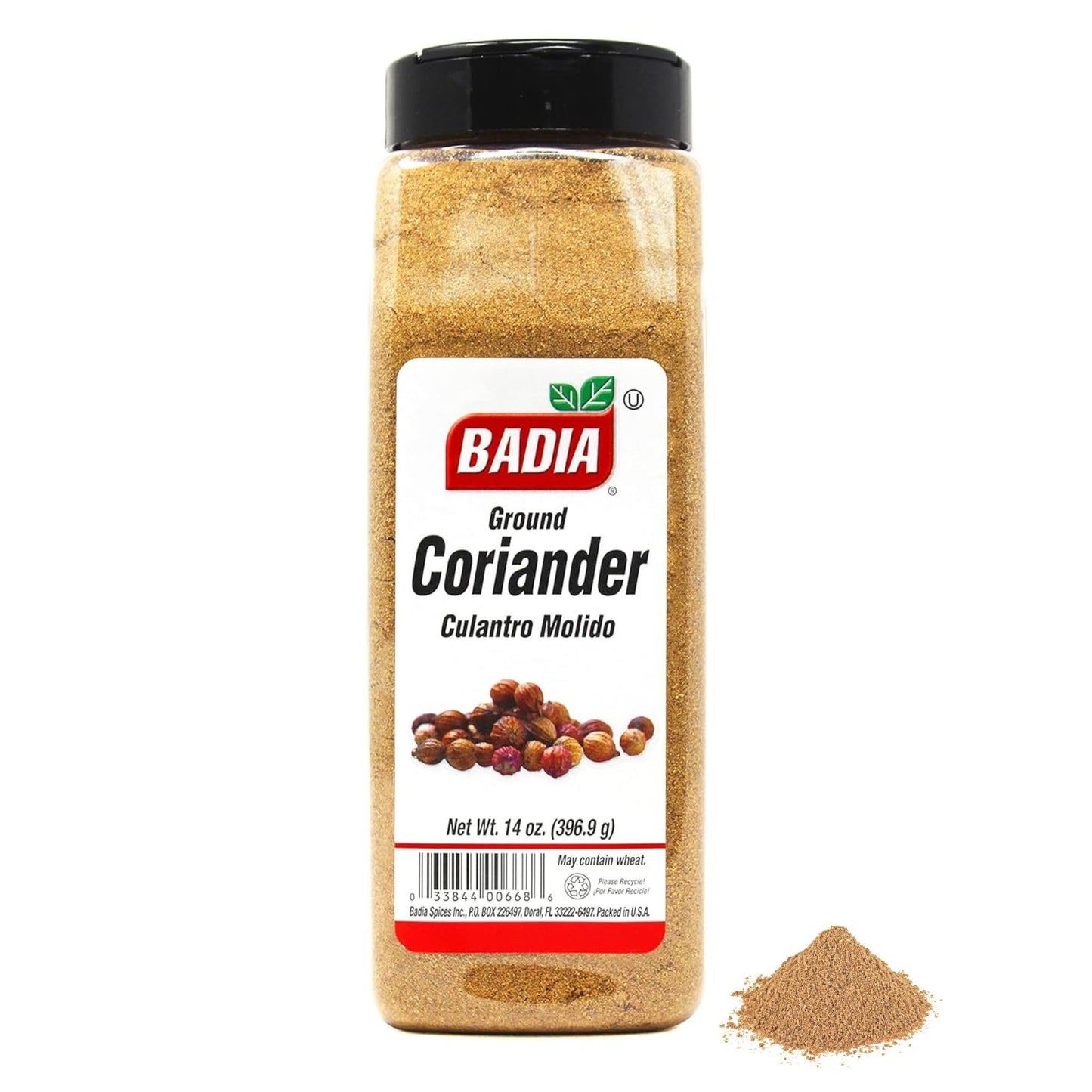 Badia Ground Coriander, 14 oz - Premium Culantro Spice for Cooking & Seasoning, Middle Eastern, Indian & Latin Cuisine