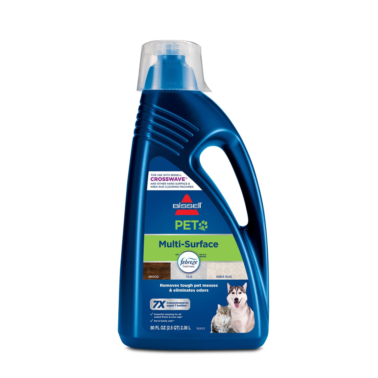 Bissell Multi-Surface Pet Solution with Febreze freshness, For Use in CrossWave and Other Leading Hard Surface and Area Rug Cleaners, 80oz, Dissolves