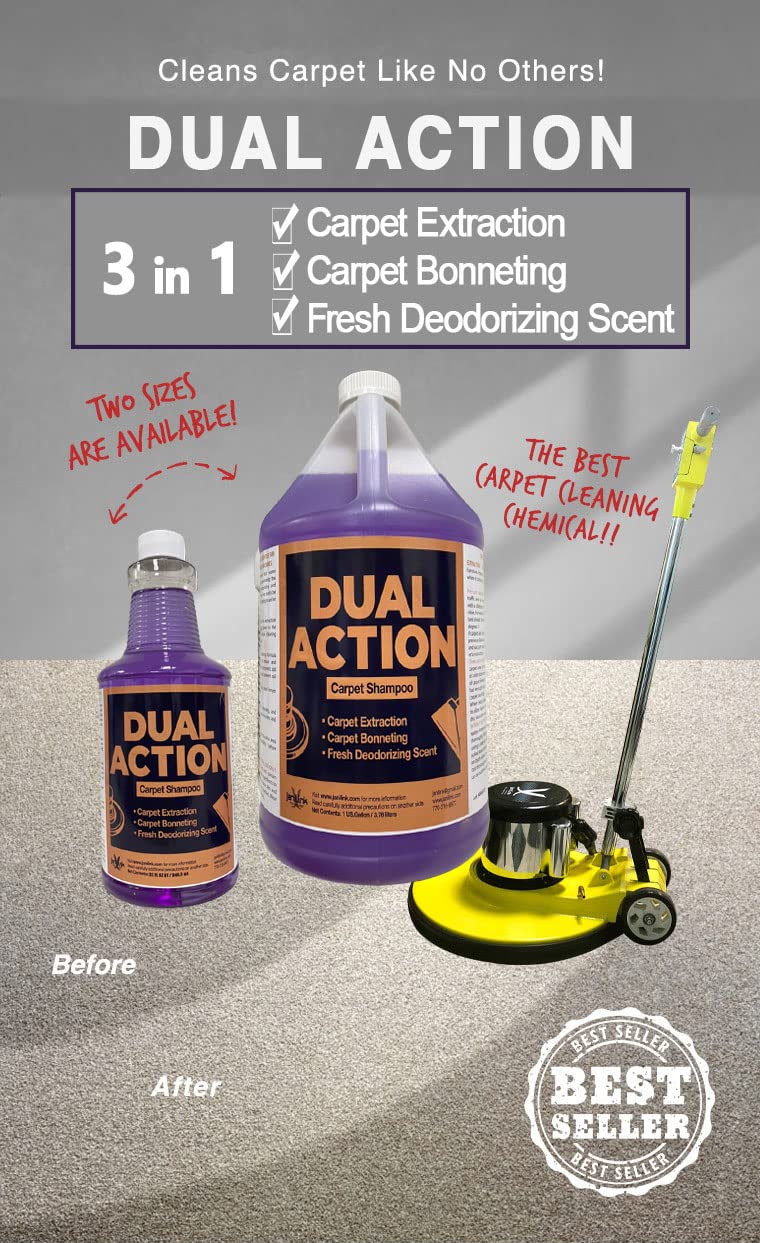 JANILINK Dual Action Carpet & Bonnet Shampoo, Deodorizing, Carpet Extraction, 1 Gal (Pack of 2)