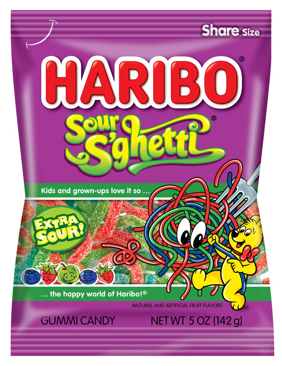 HARIBO Gummi Candy, Z!NG Sour S’ghetti, 5 oz. Bag