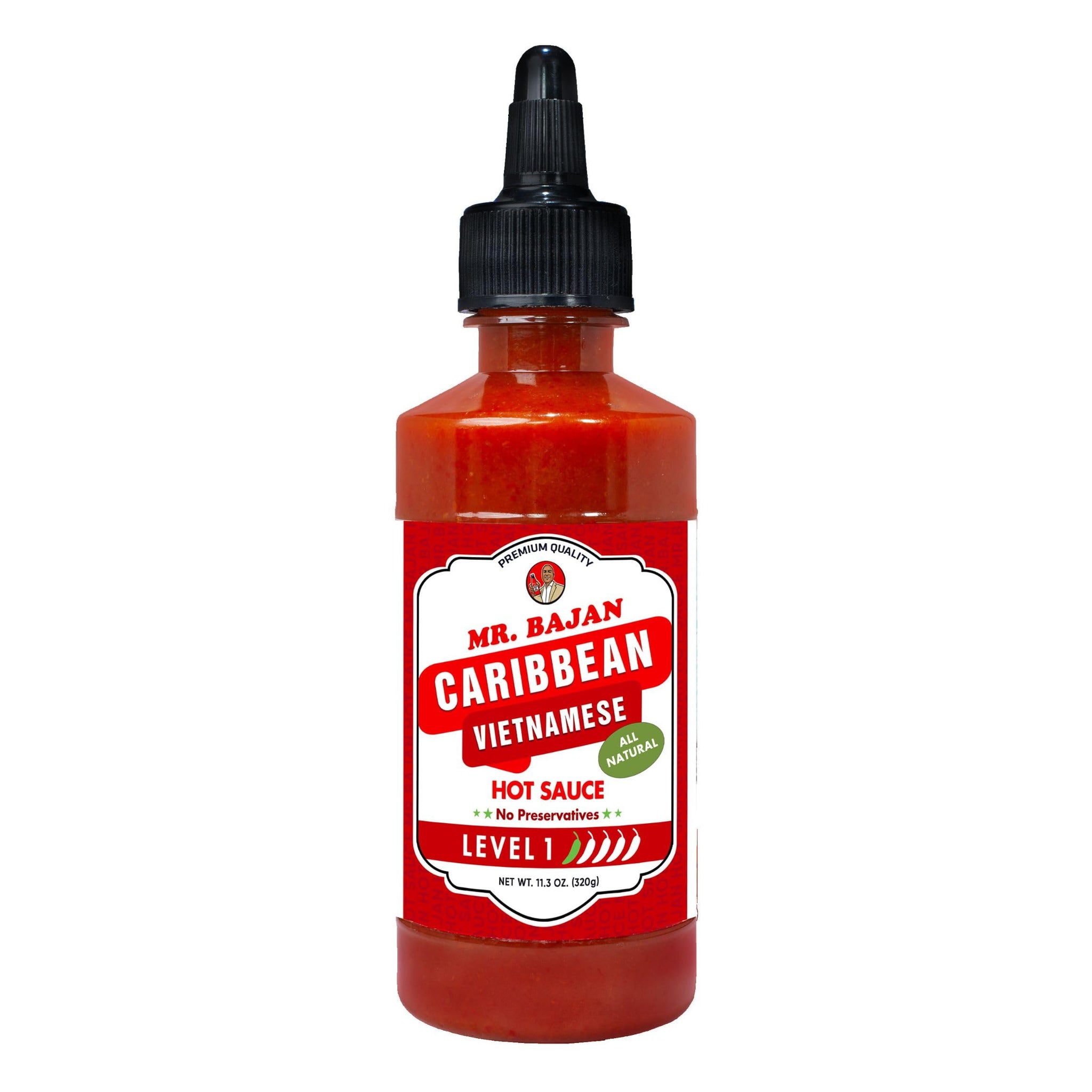 Mr. Bajan Caribbean Vietnamese Hot Sauce Level 1, All Natural, Vegan, Additive Free