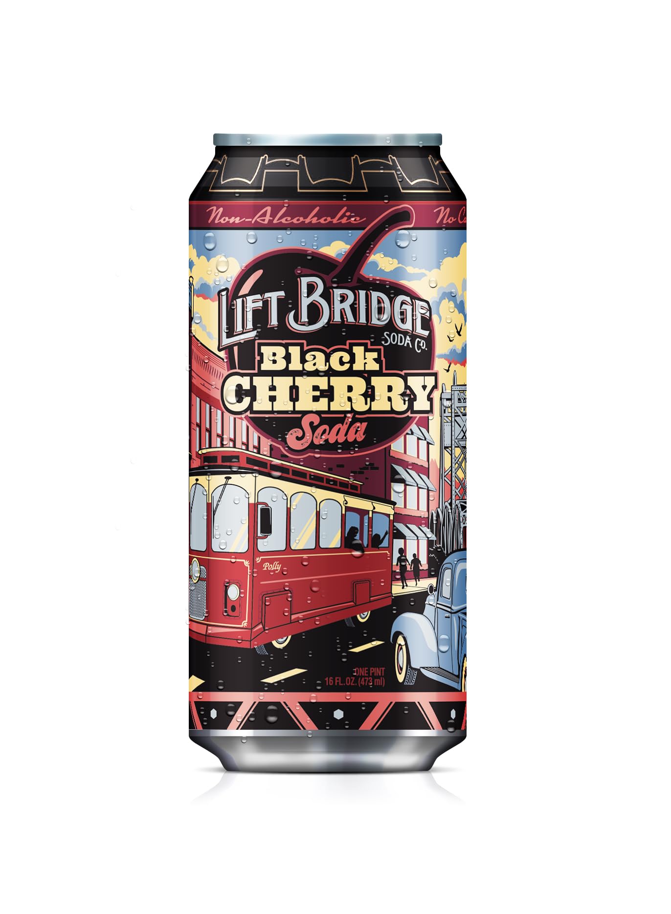 Lift Bridge Black Cherry Craft Soda - Real Cane Sugar, Small Batch from Stillwater MN, Gluten-Free, Caffeine-Free, Vegan, 12-Pack 16 oz Cans