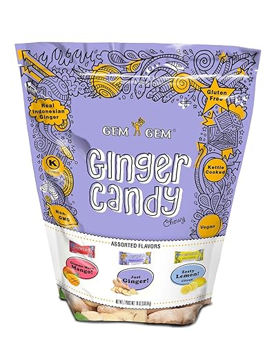 Gem Gem Ginger Candy Chewy Ginger Chews (Assorted Flavors, 19oz)
