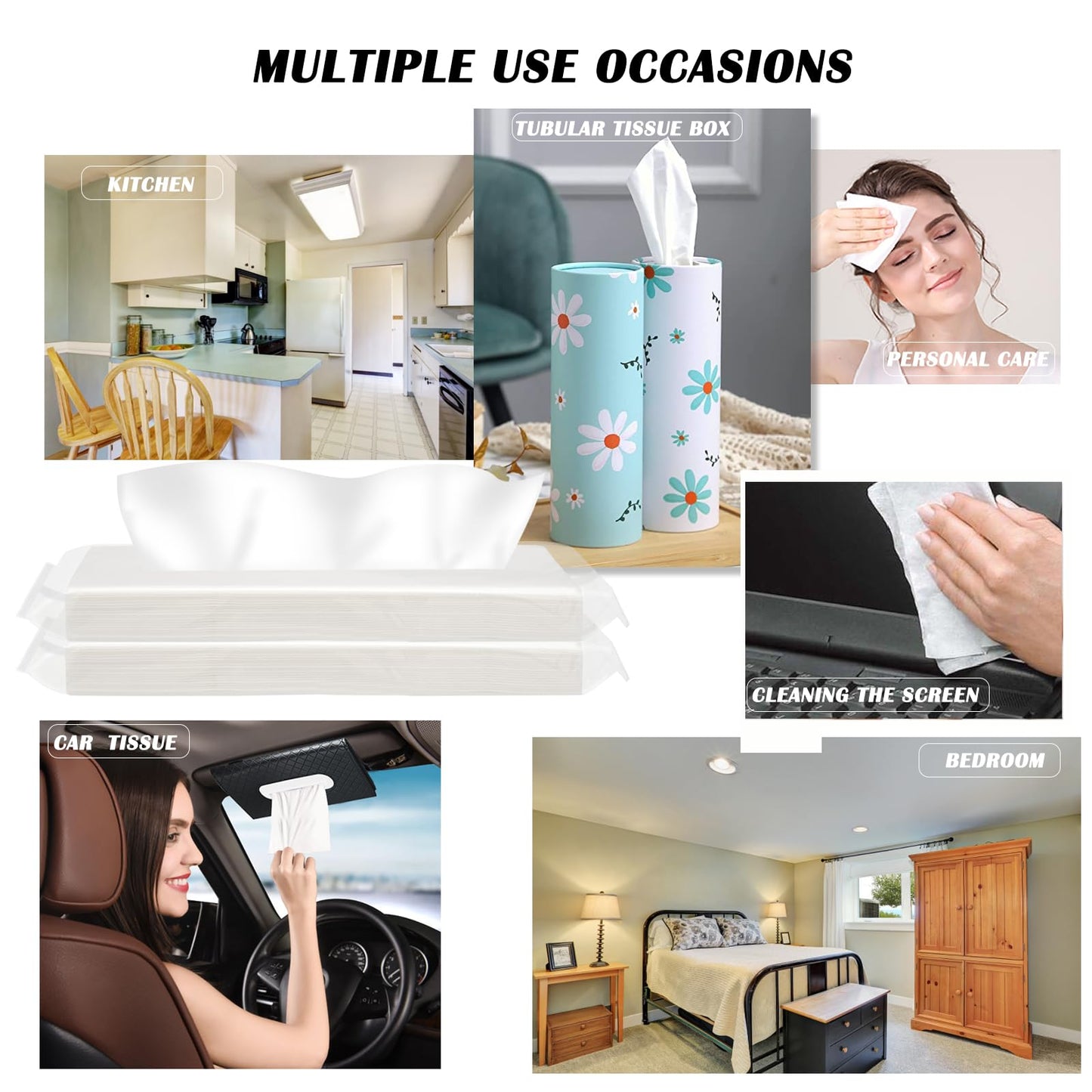 Car Tissue Refills, 600 Sheets Disposable Soft Facial Tissues Napkin, Travel Size Pack for Car Visor Tissue Holder or Purse, 50 Sheets per Pack