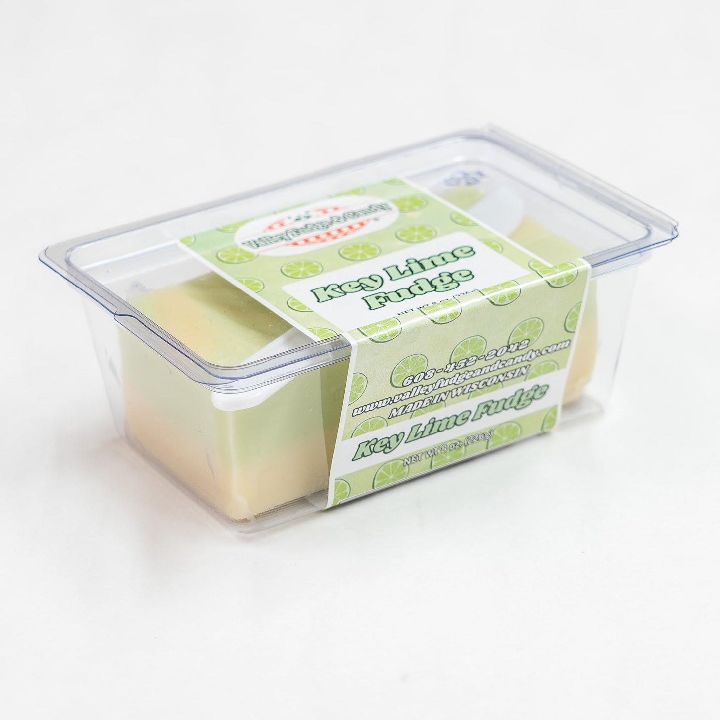 Valley Fudge Key Lime Fresh Artisan Fudge Bar, Real Butter, Gourmet Summer Candy, Half Pound Package