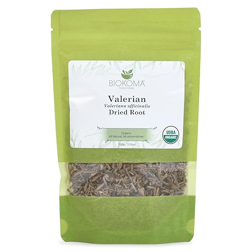 Biokoma Organic Valerian Dried Root 100g 3.55oz Cut Valeriana officinalis Herb Sleep Relax Support Resealable Moisture Proof Pouch USDA Organic Herbal