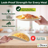 Dtocs Bamboo Disposable Plates 10 Inch (50 Pack) | Heavy Duty Microwavable Compostable Dinner Plate Set Alt to Plastic, Paper Plates 10 Inch | Ideal