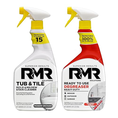 RMR Grime To Shine System - Tub & Tile Stain Remover + Ready to Use Degreaser, 2-Step Bathroom and Surface Cleaning Bundle for Tile, Grout, Shower