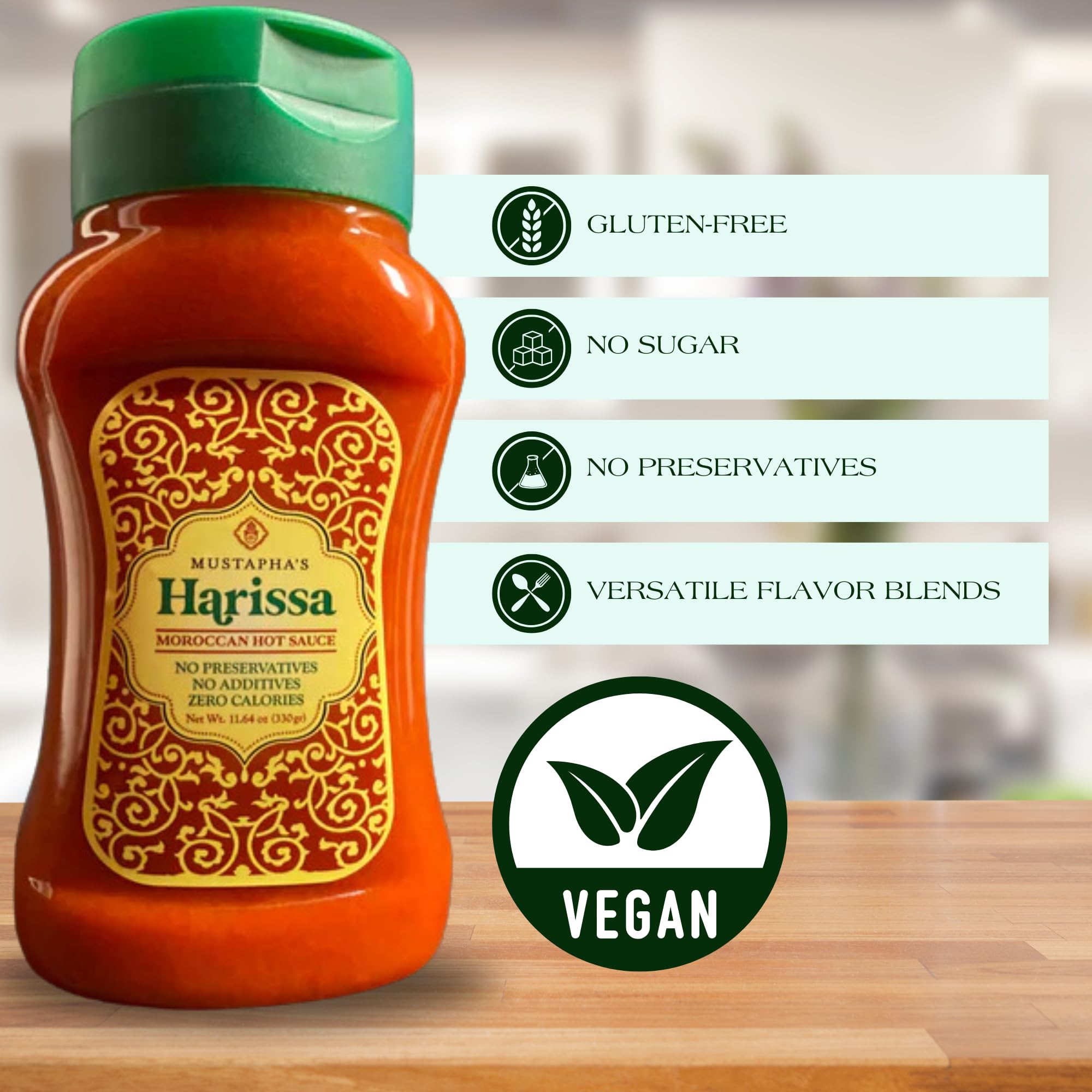 Mustapha’s Harissa Hot Sauce - North African Original Hot Pepper Paste, No Sugar, Preservative-Free, Non-GMO, Vegan, Paleo & Keto Friendly, Perfect