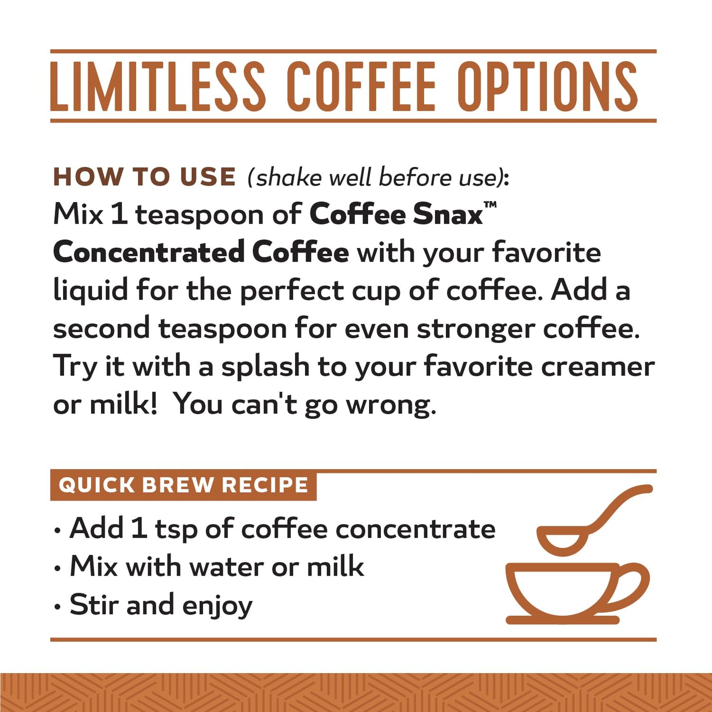 Coffee Snax Cold Brew Coffee Concentrate, Caramel Coffee Concentrate with No Added Sugar (Bulk 96 Servings Bottle, Caramel)