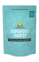 Amrita Chocolate Chunk Granola (30 oz) | Protein & Fiber Rich Rolled Oats Cereal | Gluten Free, Nut Free, Soy Free, Dairy Free, Vegan, non-GMO |