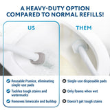 Impresa 6-Pack Pumice Stone Toilet Bowl Cleaner Refill Heads - Compatible with Clorox Toilet Wand Refills - Reusable Natural Stone Scrub Heads